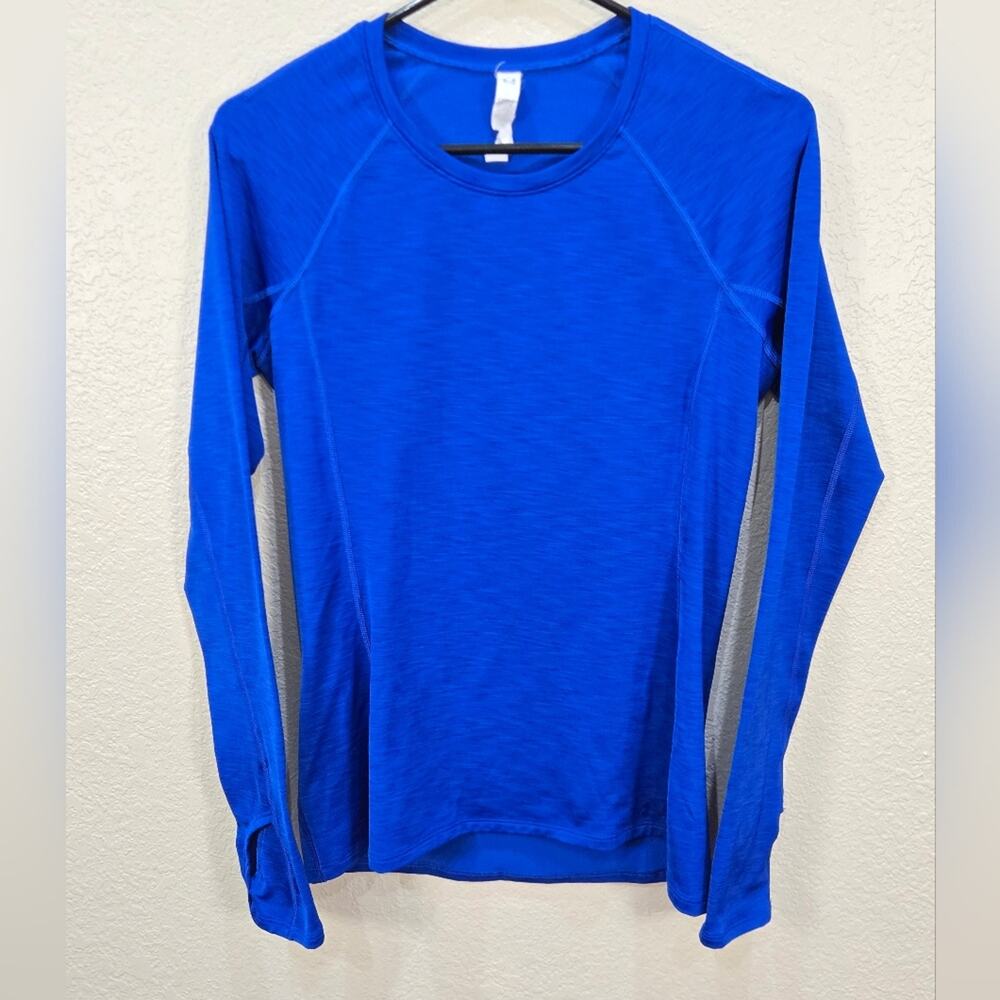 Under Armour Heat Gear Vibrant Blue Long Sleeve Shirt With Thumbholes Womens M